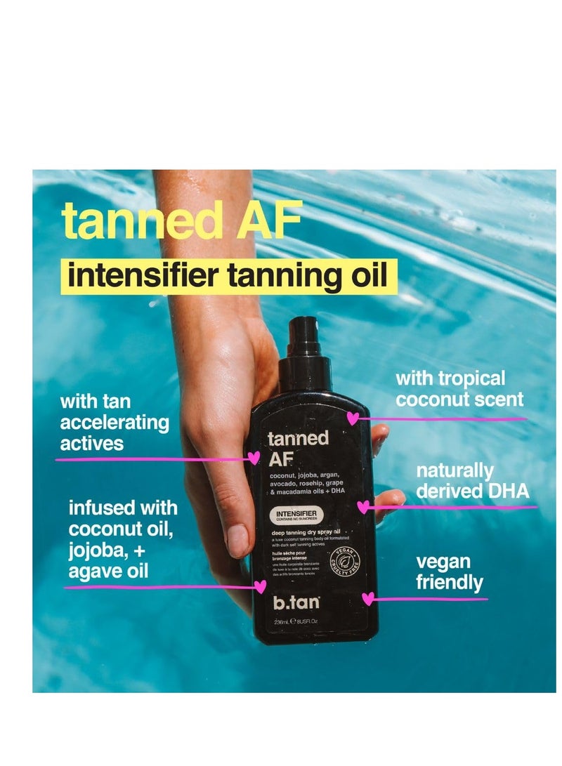 b.tan Best Tanning Oil | Get Tanned Intensifier Dry Spray - Get a Fast, Dark Outdoor Sun Tan From Tan Accelerating Actives, Packed with Moisturizing Oils to Keep Skin Hydrated, 8 Fl Oz