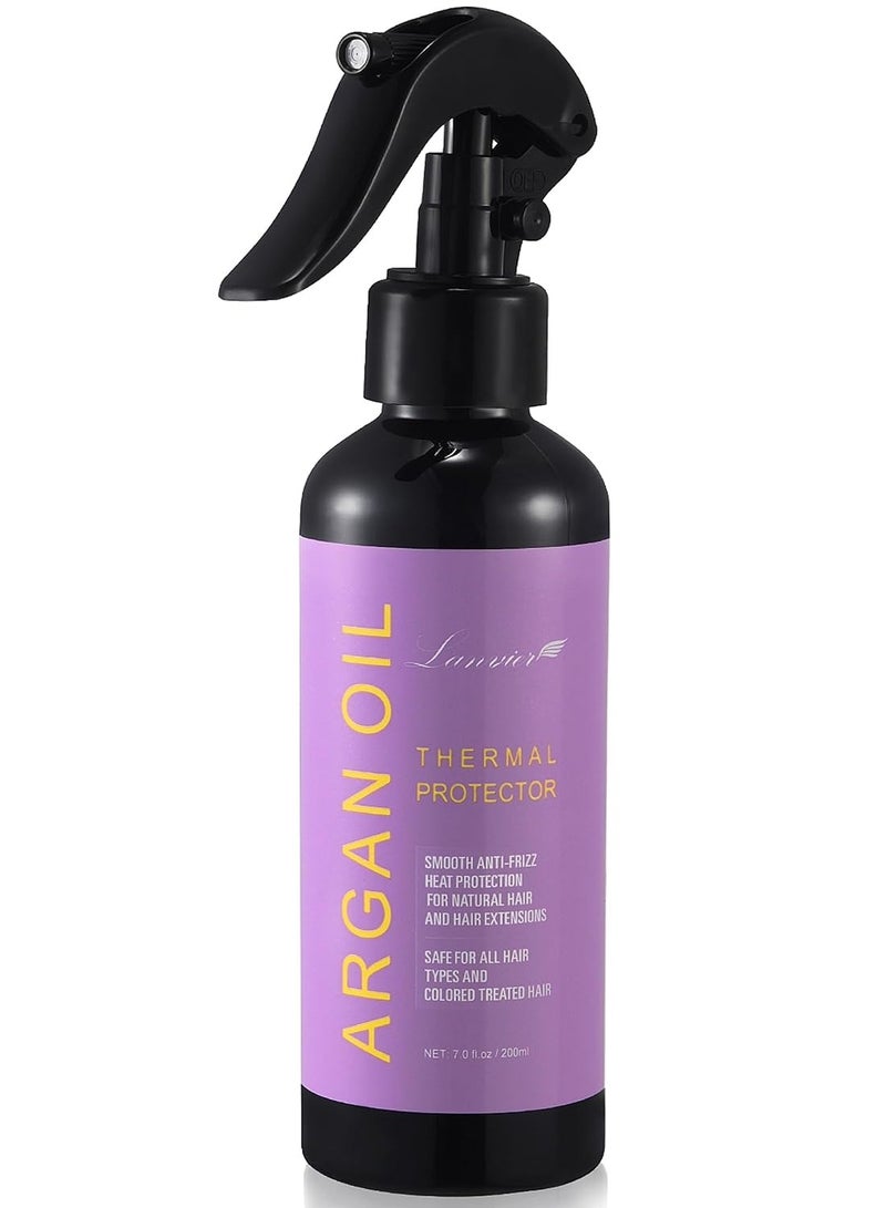 Lanvier Heat Protectant Spray for Hair with Argan Oil (6.8Fl Oz/200ml), Hair Thermal Protector up to 450F from Flat Iron, Curling Iron, Hair Blow Dryer&UV Damage & Breakage Sulfate & Alcohol Free