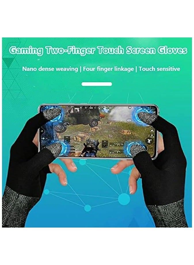 E-Sports Gaming Gloves, Gaming Finger Sleeves, Anti-Sweat Breathable, Thumb Sleeves for Highly Sensitive Nano-Silver Fiber Material + Nylon, for PUBG Mobile Phone Games Accessories