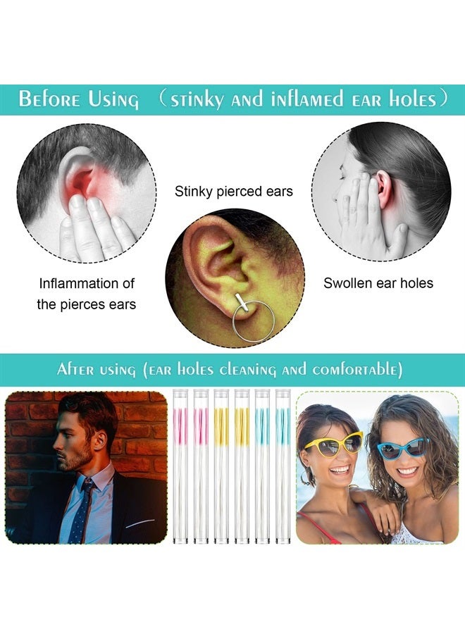 360 Pieces Ear Hole Floss Earrings Hole Cleaner Disposable Piercing Aftercare Cleaner Earrings Piercing Cleaning Line Ear Piercing Care Cleaning Tool for Women Men (Yellow, Royal Blue, Pink)