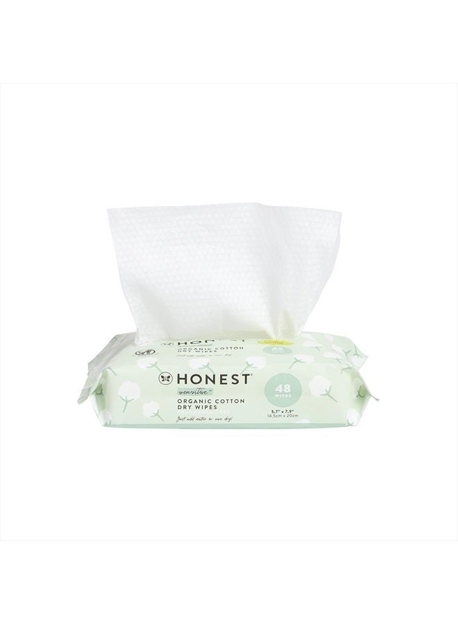 Dry Baby Wipes | 100% Organic Cotton, Gentle, Disposable | 48 Count