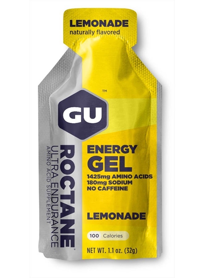 Energy Roctane Ultra Endurance Energy Gel, Vegan, Gluten-Free, Kosher, and Dairy-Free On-The-Go Sports Nutrition for Running, Biking, Hiking or Skiing, 24-Count, Lemonade