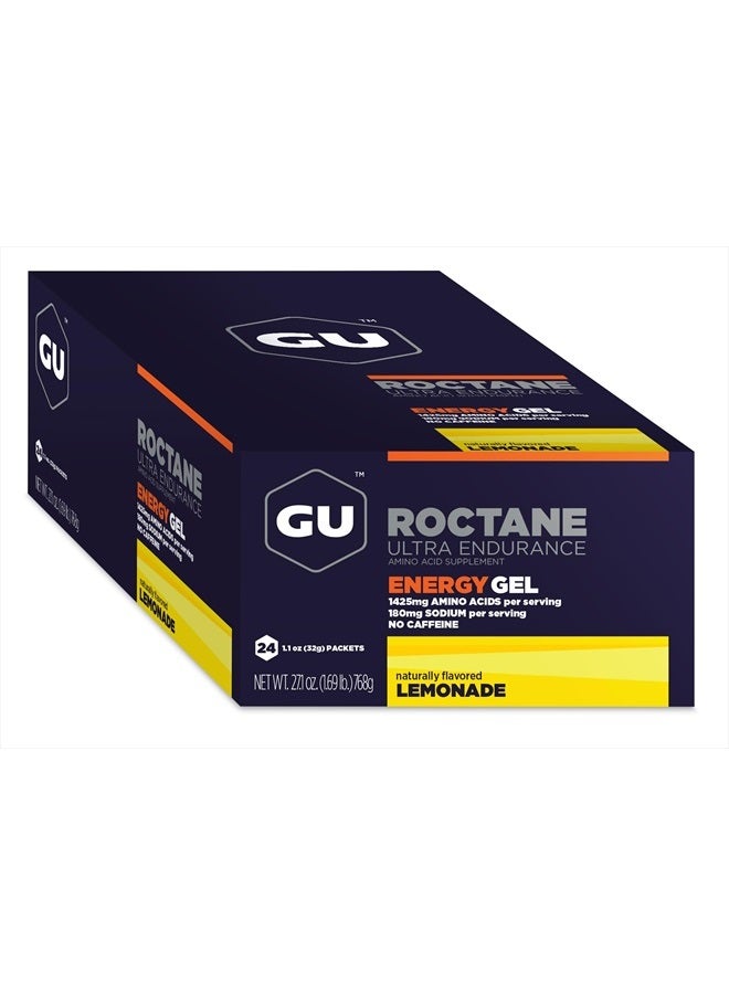 Energy Roctane Ultra Endurance Energy Gel, Vegan, Gluten-Free, Kosher, and Dairy-Free On-The-Go Sports Nutrition for Running, Biking, Hiking or Skiing, 24-Count, Lemonade