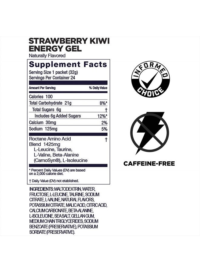 Energy Roctane Ultra Endurance Energy Gel, Vegan, Gluten-Free, Kosher, and Dairy-Free On-The-Go Sports Nutrition for Running, Biking, Hiking or Skiing, Strawberry Kiwi (24 Packets)