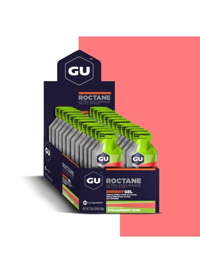 Energy Roctane Ultra Endurance Energy Gel, Vegan, Gluten-Free, Kosher, and Dairy-Free On-The-Go Sports Nutrition for Running, Biking, Hiking or Skiing, Strawberry Kiwi (24 Packets)