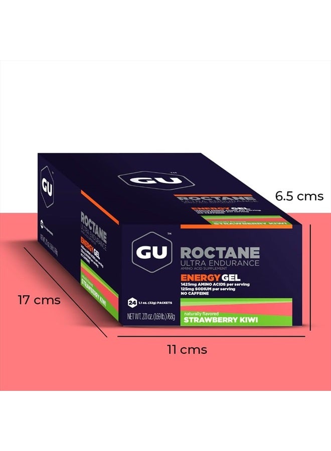 Energy Roctane Ultra Endurance Energy Gel, Vegan, Gluten-Free, Kosher, and Dairy-Free On-The-Go Sports Nutrition for Running, Biking, Hiking or Skiing, Strawberry Kiwi (24 Packets)