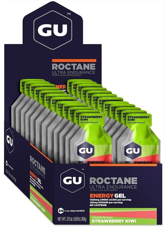 Energy Roctane Ultra Endurance Energy Gel, Vegan, Gluten-Free, Kosher, and Dairy-Free On-The-Go Sports Nutrition for Running, Biking, Hiking or Skiing, Strawberry Kiwi (24 Packets)