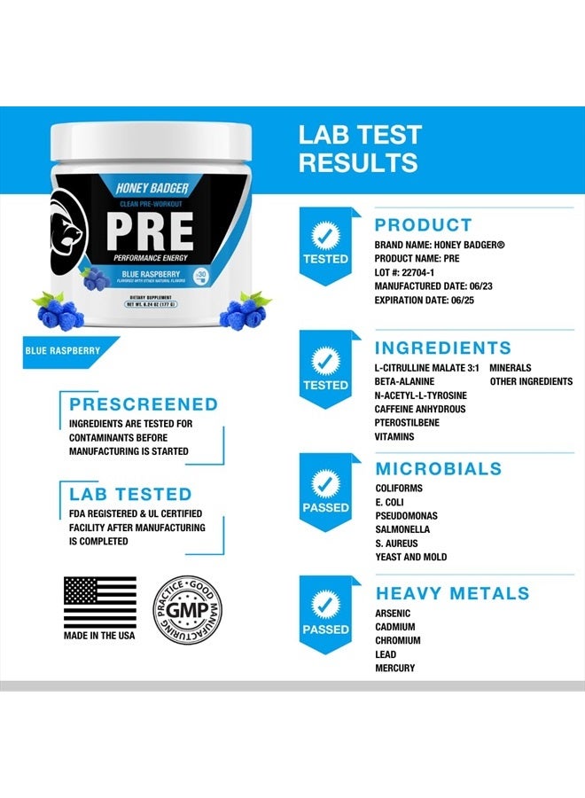 Pre Workout Powder, Keto Vegan Preworkout for Men & Women with Vitamin C for Immune Support, Beta Alanine & Caffeine, Sugar Free Natural Energy Supplement, Blue Raspberry, 30 Servings