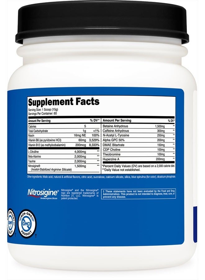 Pre-X Xtreme Pre-Workout Complex Powder, Blue Raspberry, 60 Servings, Vegetarian, Non-GMO and Gluten Free