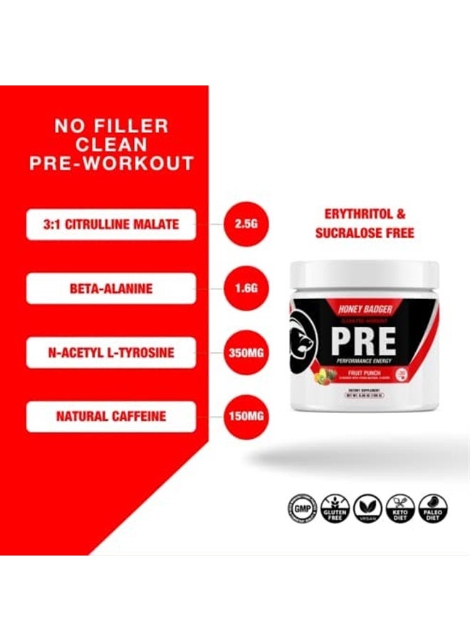 Pre Workout Powder, Keto Vegan Preworkout for Men & Women with Vitamin C for Immune Support, Beta Alanine & Caffeine, Sugar Free Natural Energy Supplement, Fruit Punch, 30 Servings
