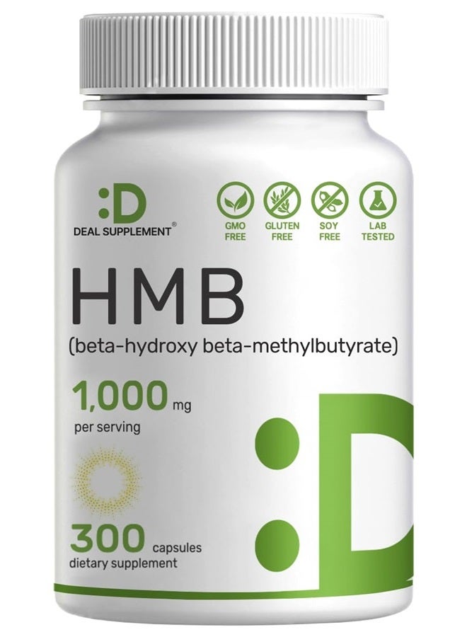 Ultra Strength HMB Supplements 1000*mg Per Serving, 300*Capsules | Third Party Tested | Supports Muscle Growth, Retention