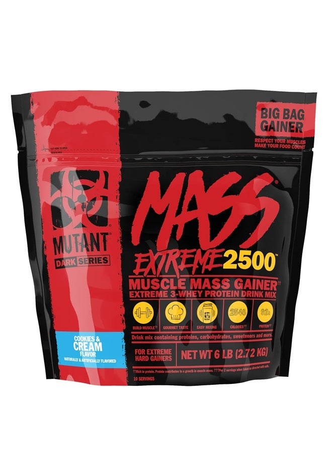 Mass Extreme Gainer – Whey Protein Powder – Build Muscle Size and Strength – High Density Clean Calories (Cookies and Cream, 6 lbs)