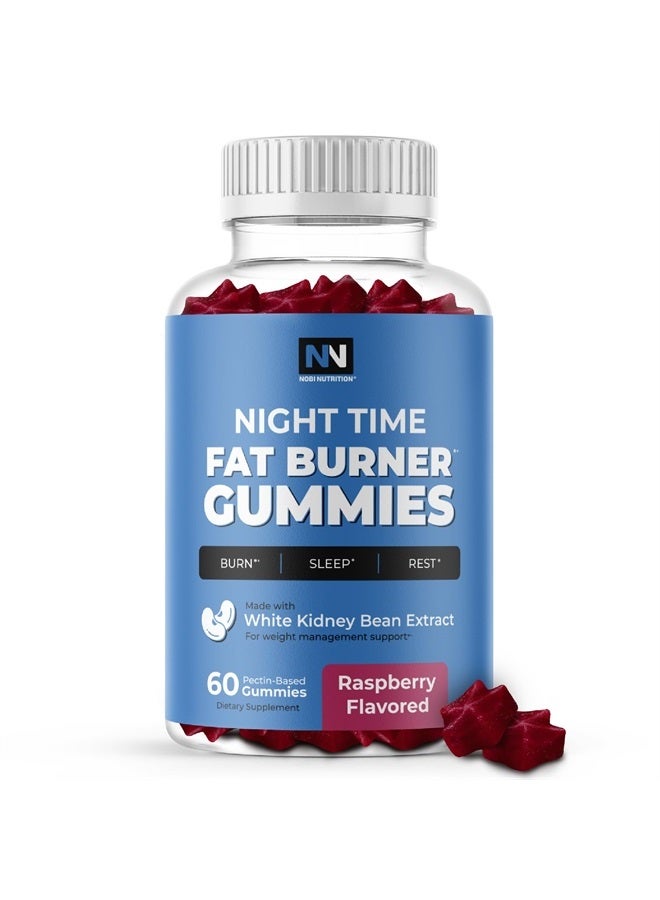 Night Time Fat Burner Gummies, Weight Loss & Sleep Support Supplement | Slimming Hunger Suppressant & Metabolism Booster, Shred Belly Fat While You Sleep | Nighttime Diet Gummies for Women & Men 60ct