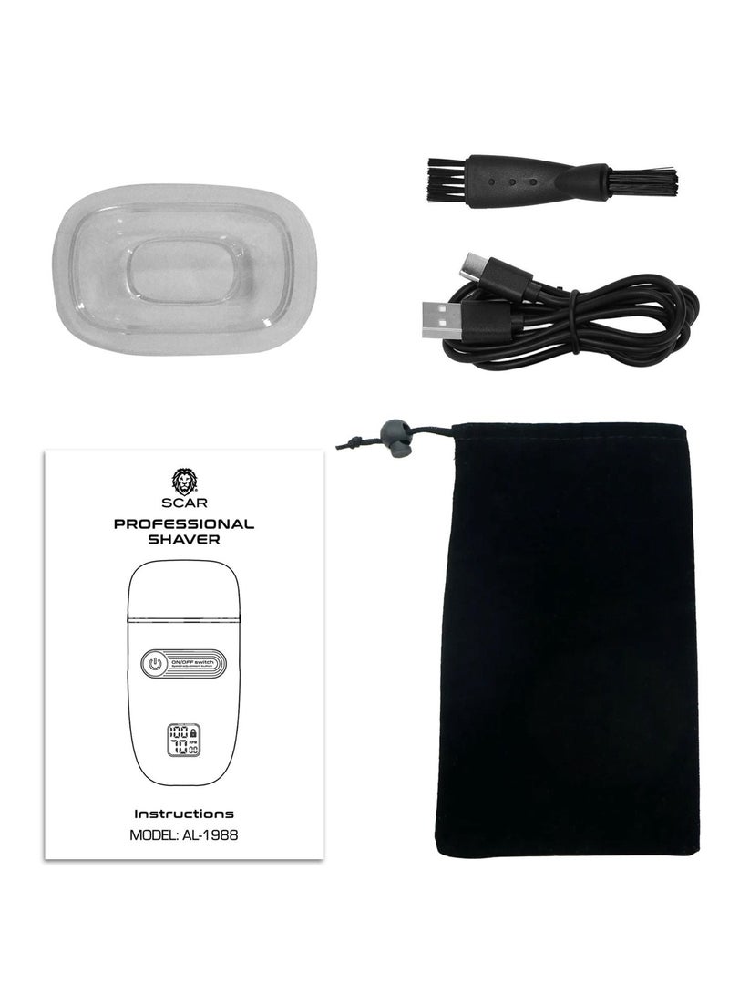 Scar AL-1988 Electric Shaver Washable Electric Shaver with Metal Housing, Fixed Speed Motor, Dual Display Washable Electric Shaver Washable Metal Housing, Rechargeable Battery, Fixed Speed Motor