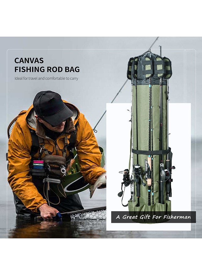 Folding Fishing Rod Bag Durable Oxford Fabric Fishing Rod Case Portable Fishing Tackle Bag