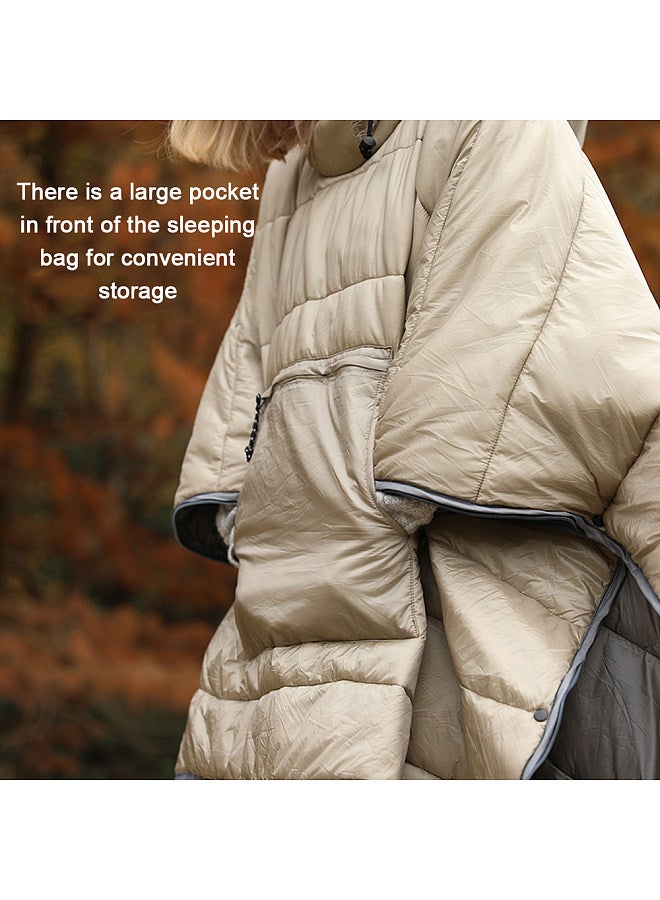Outdoor Wearable Cloak Sleeping Bag Portable Warming Sleeping Bag Light-weight Cotton Sleeping Bag for Winter Camping Travel Hiking