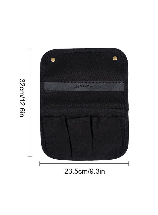 Multi-Pocket Chair Side Hanging Bag Canvas Hanging Organizer Beside Storage Bag for Camping Table