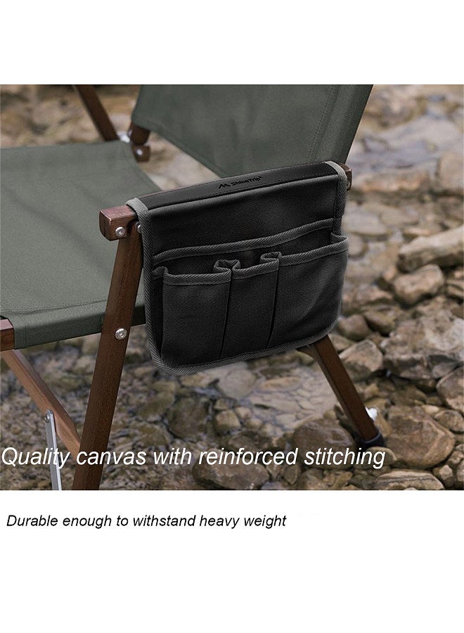 Multi-Pocket Chair Side Hanging Bag Canvas Hanging Organizer Beside Storage Bag for Camping Table