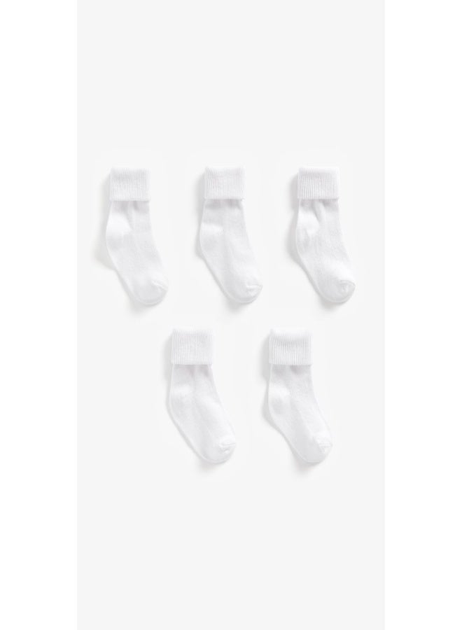 White Turn Over Top Baby Socks 5 Pack