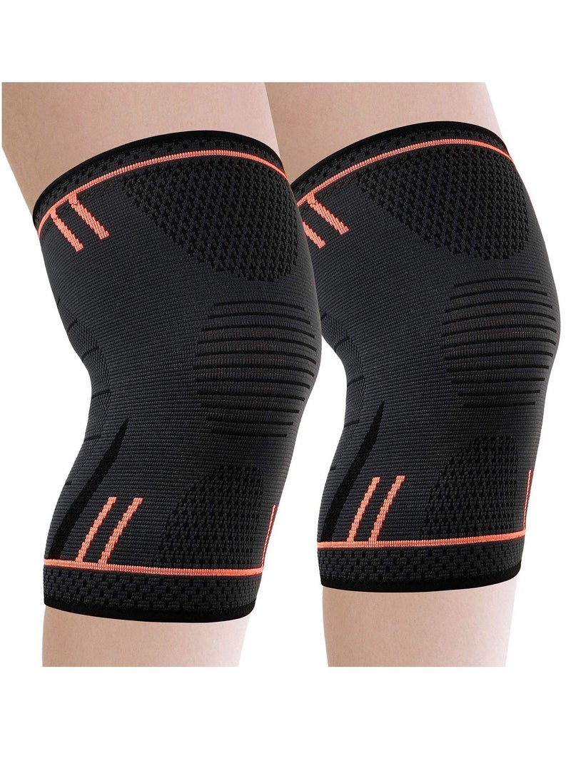 Knee Pads 2 Pack Silicone Anti-Slip Sports Knee Pads 3D Support Relieve Arthritis Pain Joint Pain Tendonitis Meniscus Tear Suitable for Men's and Women's Basketball Running Fitness Squat Wear