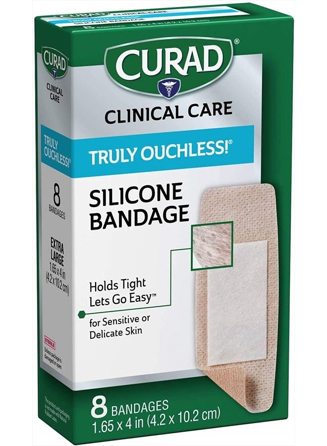 Truly Ouchless Extra Large Silicone Bandages, Flexible Fabric, 8 count