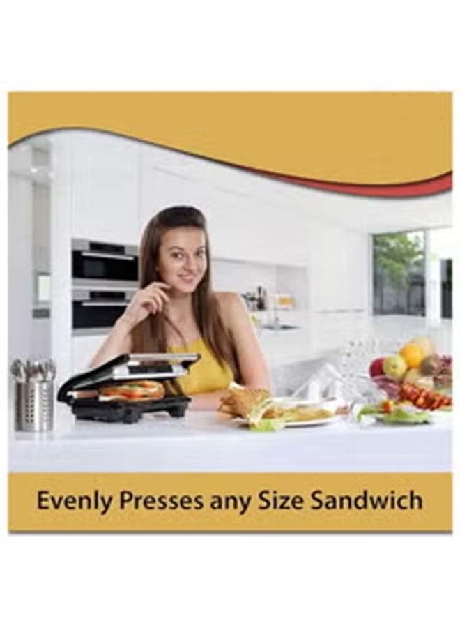 2-Slice Sandwich Maker Non-Stick Interchangeable Plates Adjustable Temperature with Power Indicator