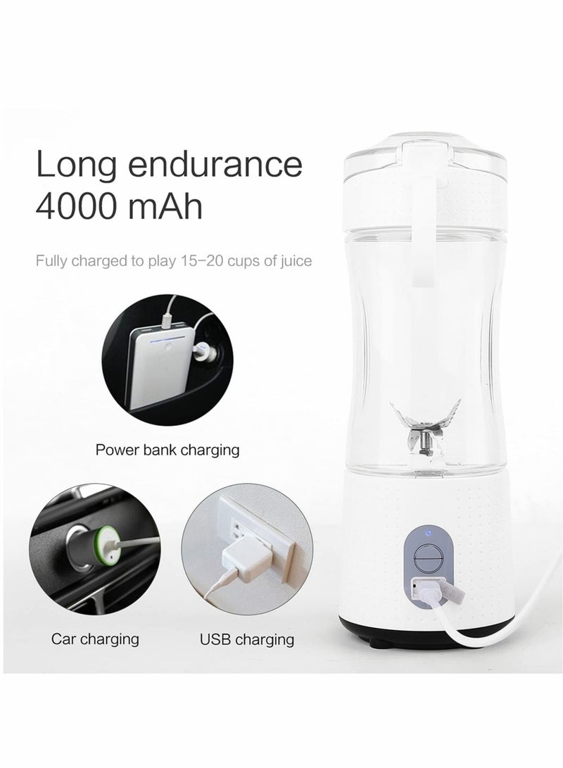 Portable Mini Smoothies Shakes Blender: Personal Size Single Serve Travel Fruit Juicer Mixer Cup with Wireless Rechargeable USB Small Electric Safety Individual Blender