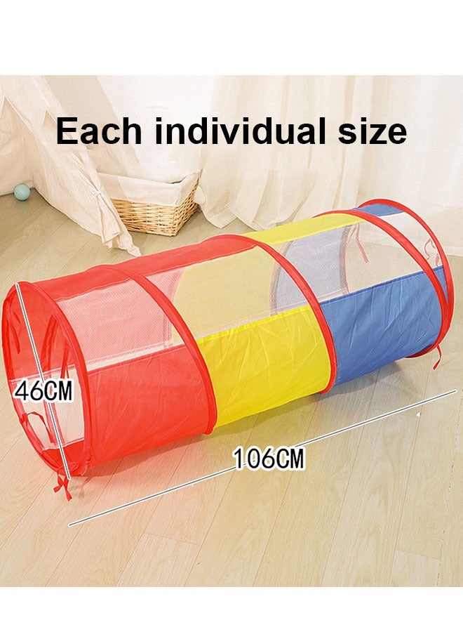 Portable 3 in 1 Foldable Pop Up Indoor Outdoor Play Tent with Tunnel and Ball Pool for Kids