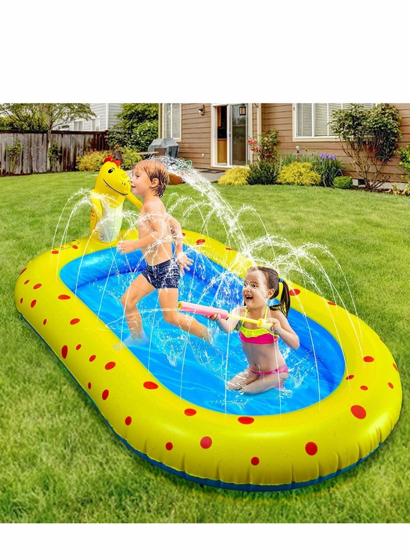 Inflatable Kiddie Pool Sprinkler, 3 in 1 Outdoor Water Toys for Kids Toddlers Summer Outside Backyard Splash Play mat 2-13 Years Old Boys and Girls