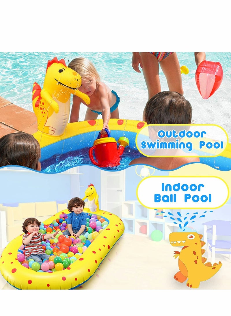 Inflatable Kiddie Pool Sprinkler, 3 in 1 Outdoor Water Toys for Kids Toddlers Summer Outside Backyard Splash Play mat 2-13 Years Old Boys and Girls