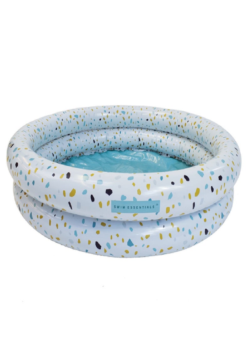 Swim Essentials  White Terrazzo - Mint Green Children's Inflatable Pool 100 diameter - Dual rings Suitable for Age +3