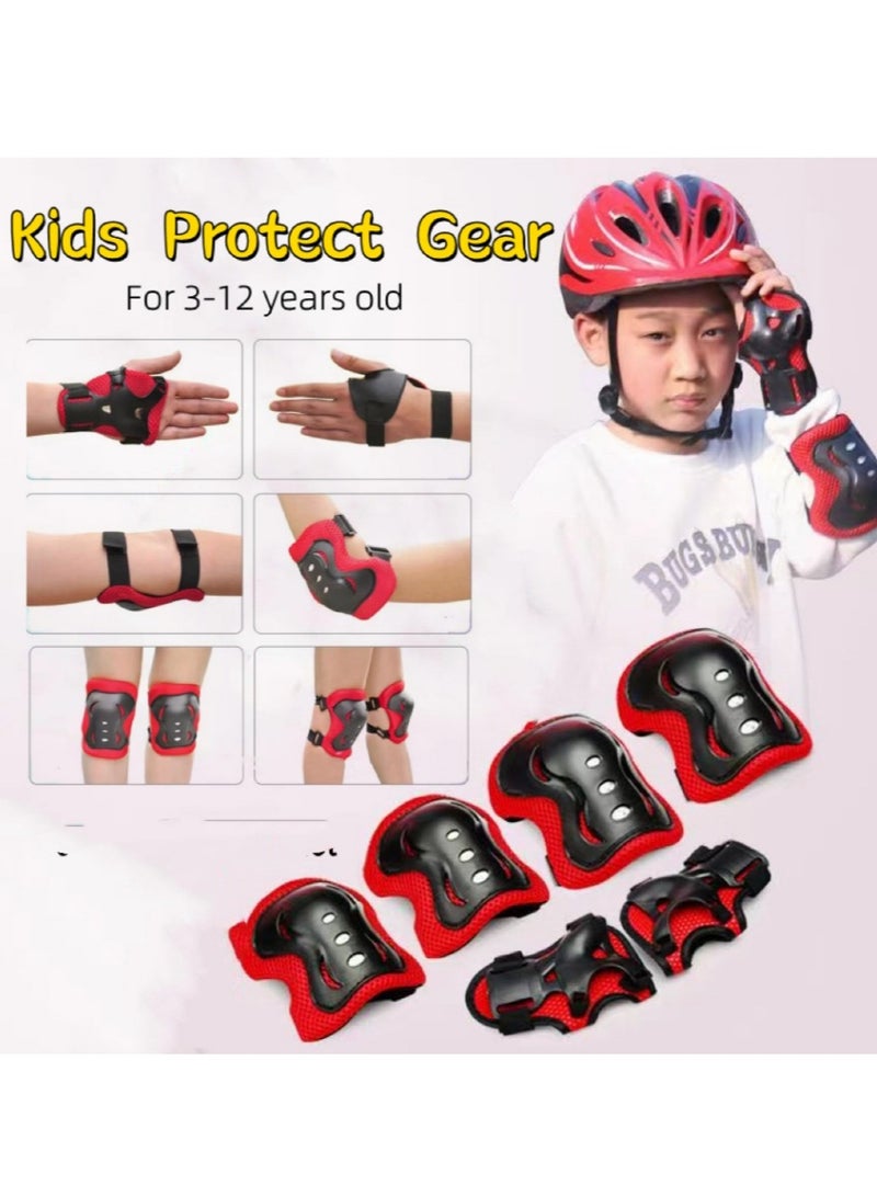 Bicycle Helmet 7PCS Safety Gear for Kids Bike Helmet Knee Elbow Pad Kids Protective Roller Skating