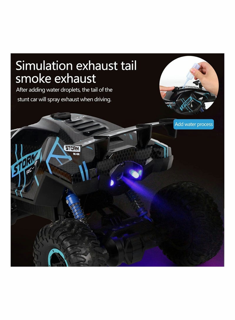 RC Cars 1/16 Scales Remote Control Car 4WD Off-Road Rock Crawler,2.4GHz All Terrain Monster Truck with Rear Fog Stream 5 LED Lighting Modes,2 Battery for 60 Min Play, Toy Car for Boys