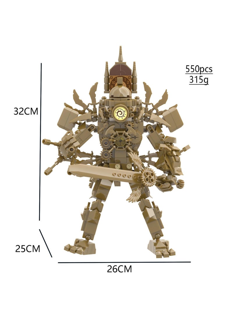 Skibidi Toilet Man Toy Building Blocks 550Pcs Titan Clock King（Non Gold Plated Version） Toy Ideas Toys Battle Horror Game Model Ideas Toys Gifts for Adult & Kids