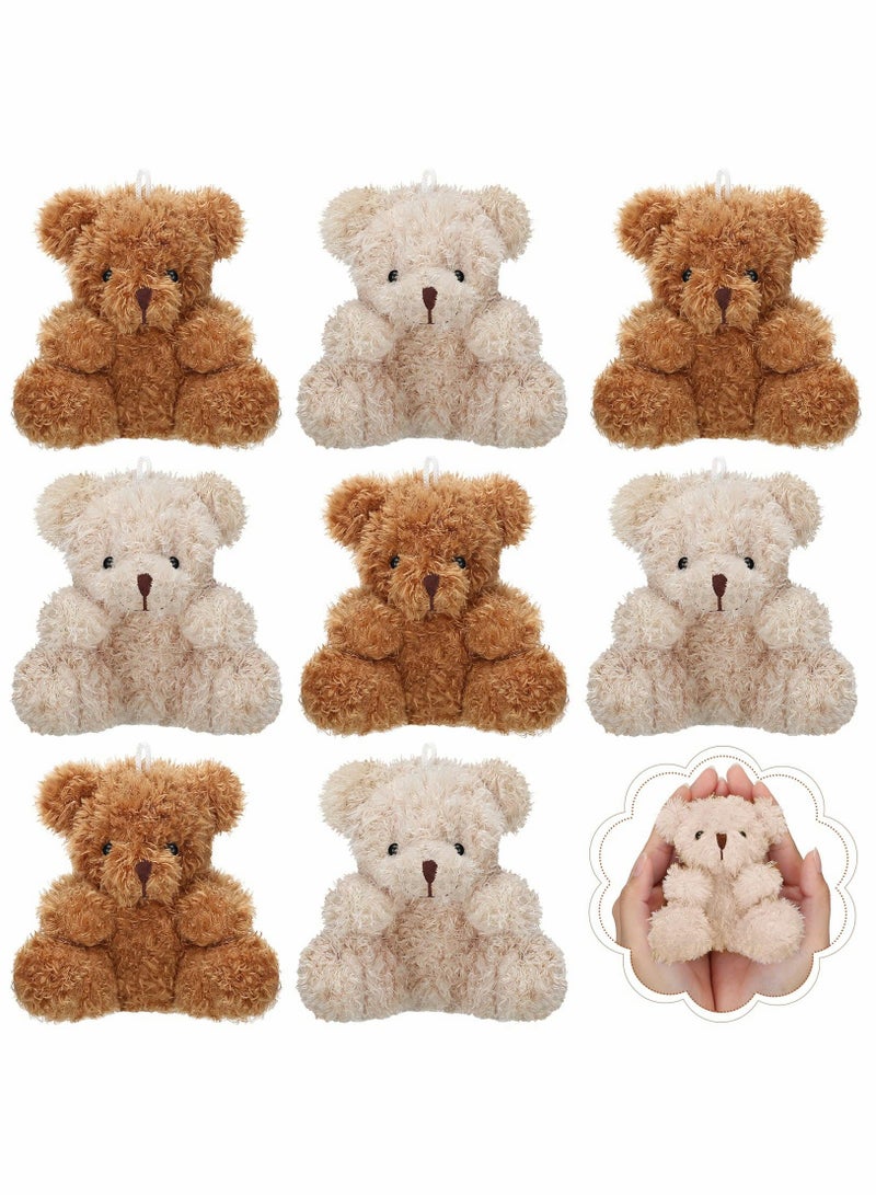 Plush Teddy Bear Pendant, Mini Animal Soft Doll Toys for Keychain Bag DIY Decorations, Birthday Wedding Graduation Gifts, Gift Box Filled Party Decorations 8pcs, Brown, Apricot