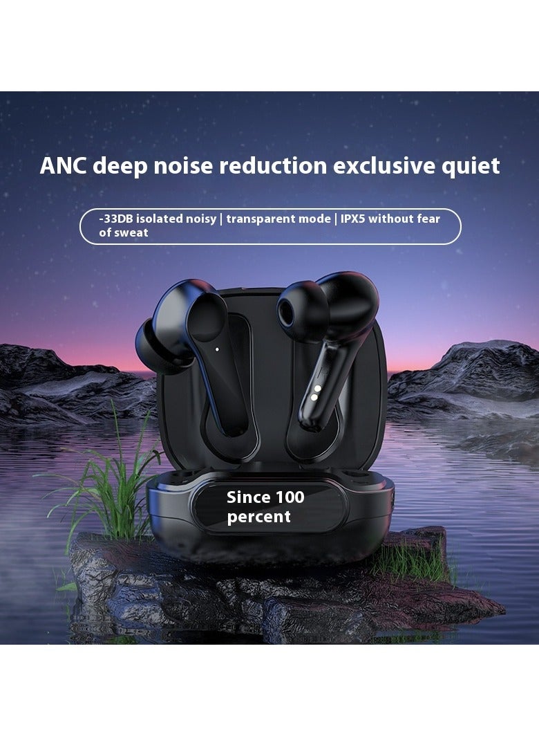 Noise-canceling wireless bluetooth headset, fast charging, waterproof and sweatproof, ultra-lightweight, comfortable to wear