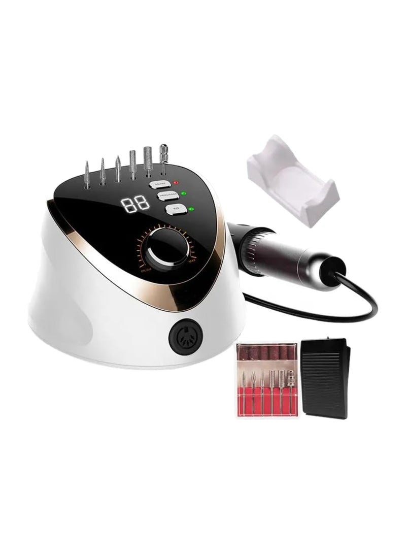 M12 Electric Nail Drill Achieve Salon-Quality Manicures And Pedicures At Home (35,000 Rpm, 68W) White