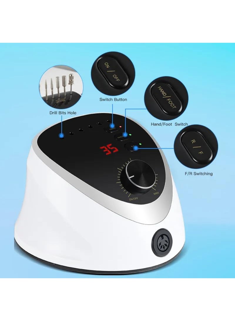 M12 Electric Nail Drill Achieve Salon-Quality Manicures And Pedicures At Home (35,000 Rpm, 68W) White