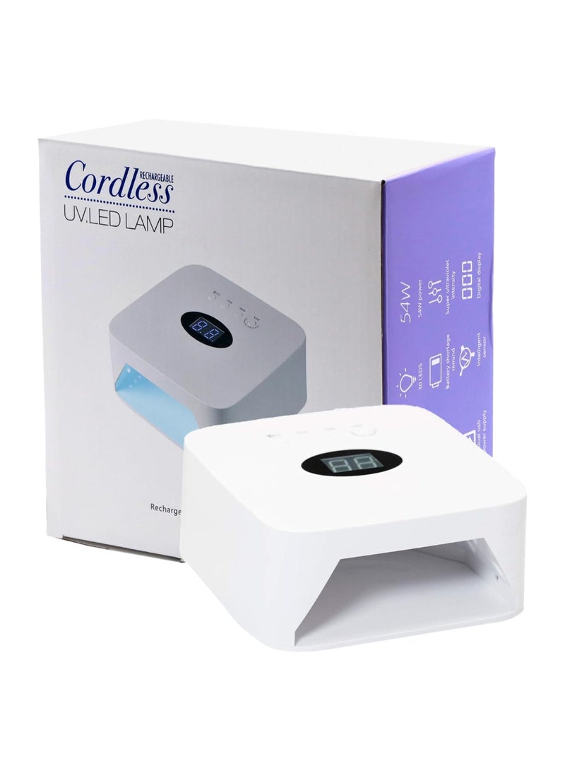 S50 Cordless Nail Dryer, 54W, Fast Curing Led/Uv Lamp, 3 Timer Modes, Auto Sensor, Gel Polish Dryer, White