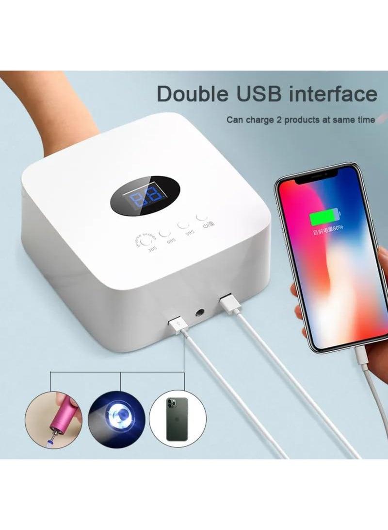 S50 Cordless Nail Dryer, 54W, Fast Curing Led/Uv Lamp, 3 Timer Modes, Auto Sensor, Gel Polish Dryer, White