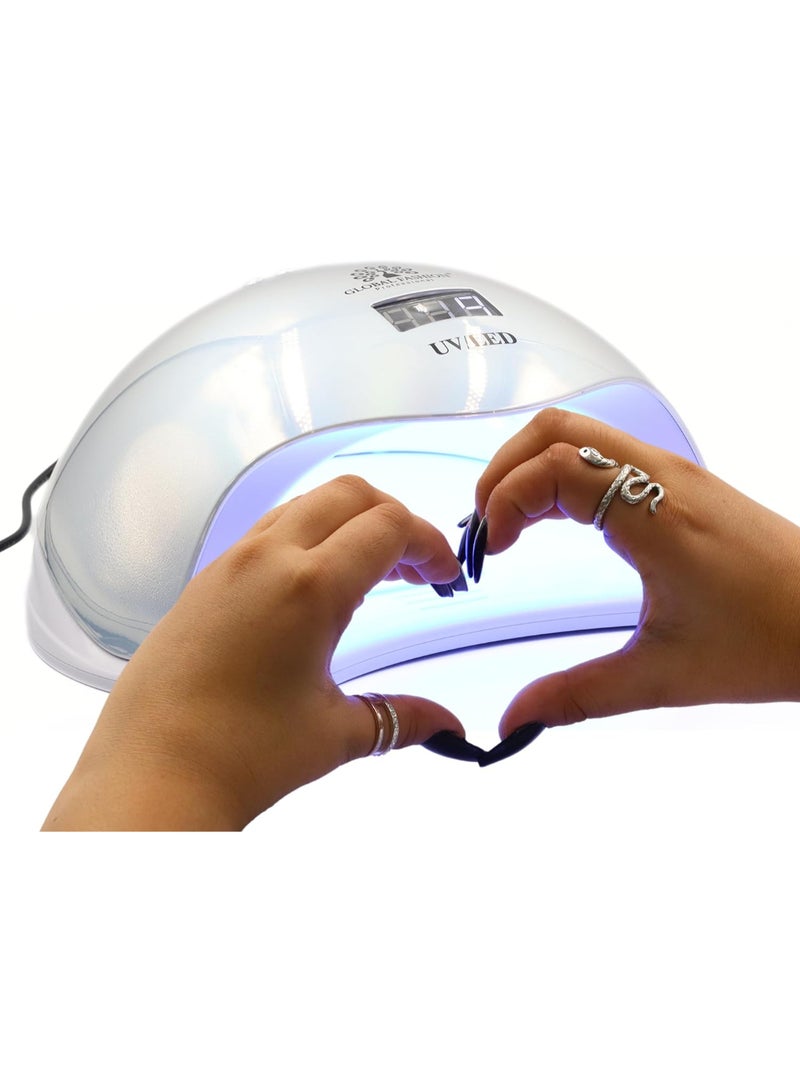 Uv Led Lamp 2 In 1 Model L-1100 72W - Professional Nail Dryer For Gel Polish, Acrylic, And Polygel - Fast Curing, Durable, And Easy To Use  (Silver)