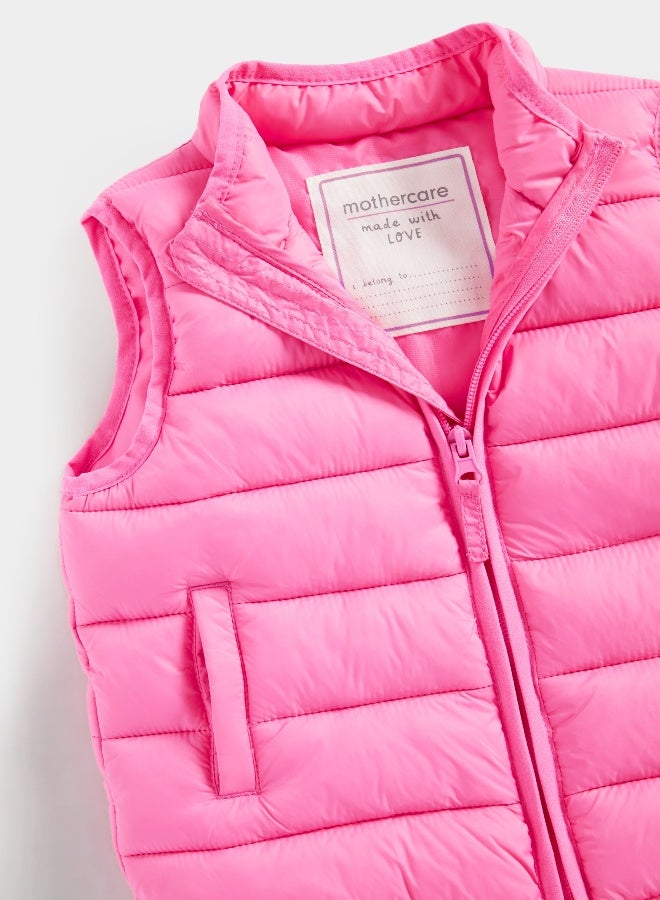 Pink Pack Away Quilted Gilet