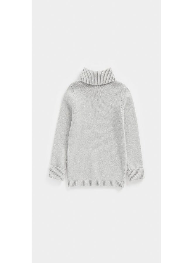 Grey Roll Neck Knitted Jumper