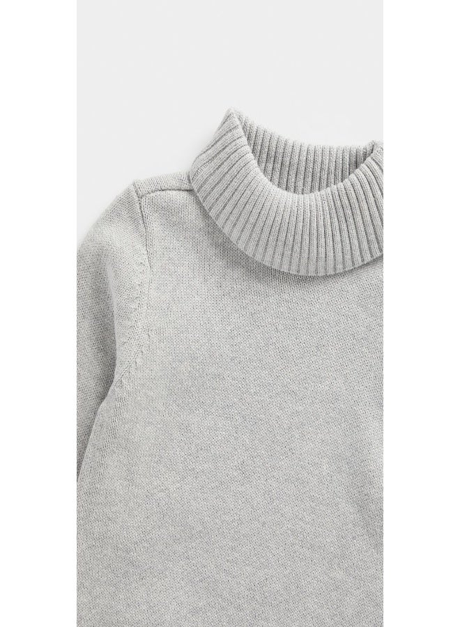 Grey Roll Neck Knitted Jumper