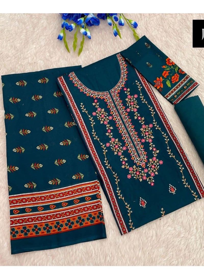 Stylish Women Designer Printed Cotton Blend Pakistani Style Suits