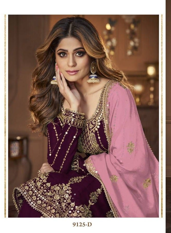 Wedding Function Wear Georgette Purple Pakistani Salwar Suit