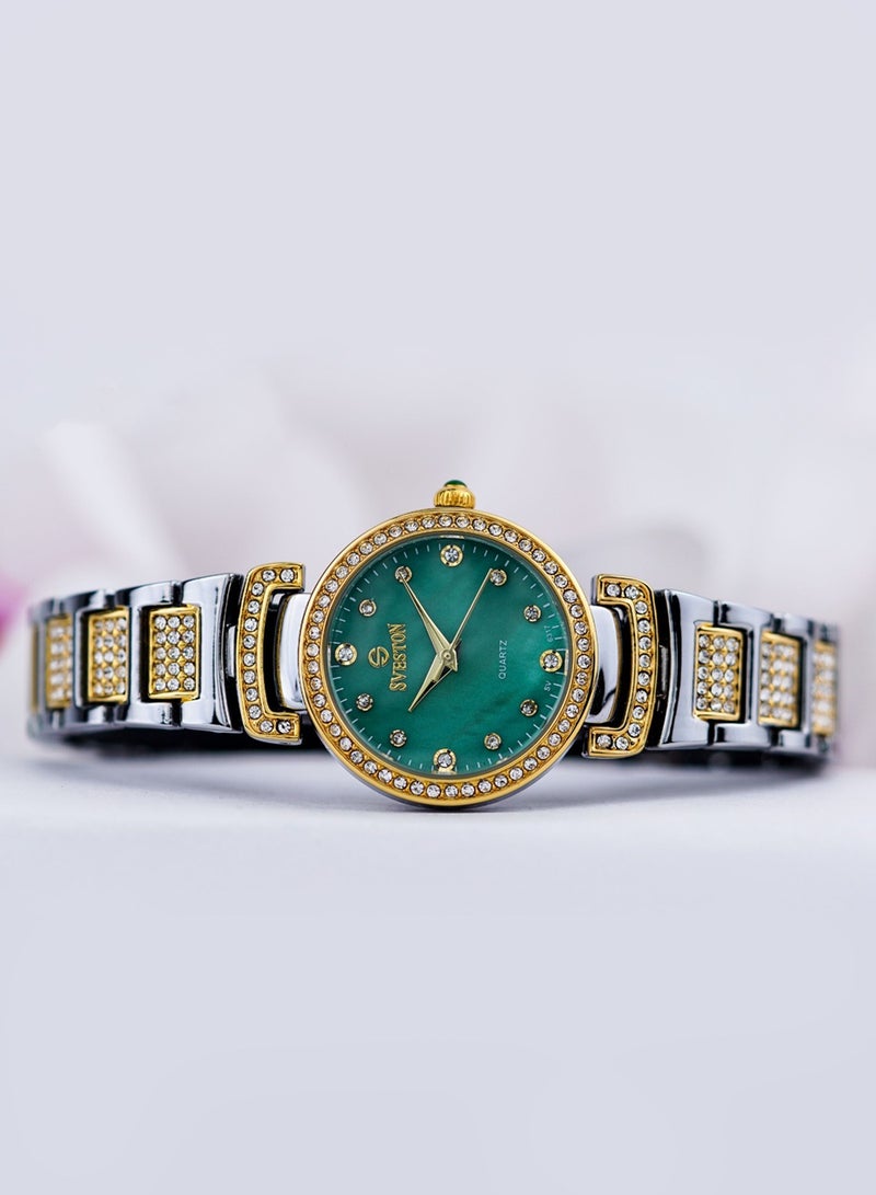 Women Analog Quartz Two tone Stainless Steel Diamond Watch - 6317