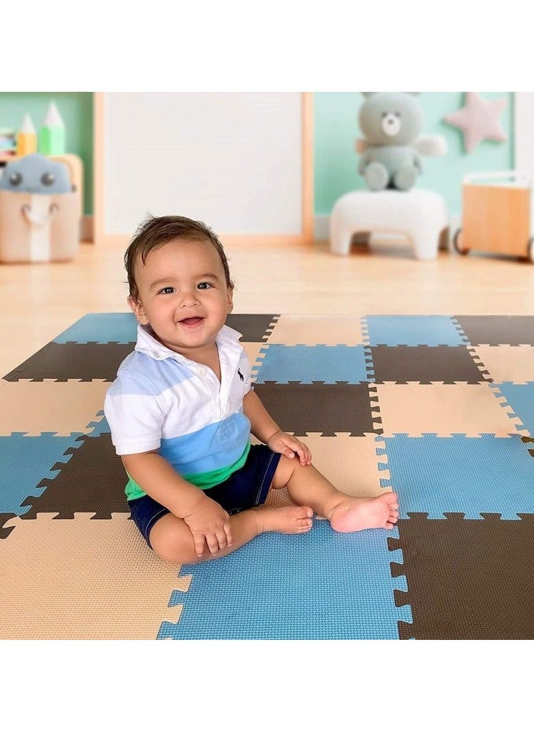 COOLBABY Soft Non-Toxic Baby Play Mat Toddler Play Mat Colorful Puzzle Play Mat 16pcs Bonus Square Foam Floor Mats for Kids and Infants EVA Foam Interlocking Tiles for Gym, Nursery, Playroom