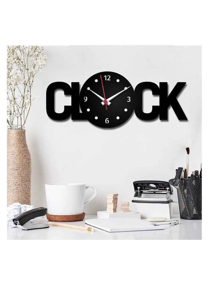 Text Shape Wall Clock Modern Design with Silent Movement Stylish Home Decor Accent Unique Timepiece for Wall
