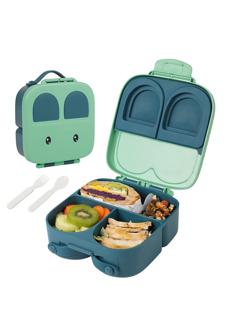 Bento Lunch Box for Kids - 1400mL Children Lunch Box with 3 Compartments, Divider, Spoon and Fork, Leak Proof Food Containers for Students